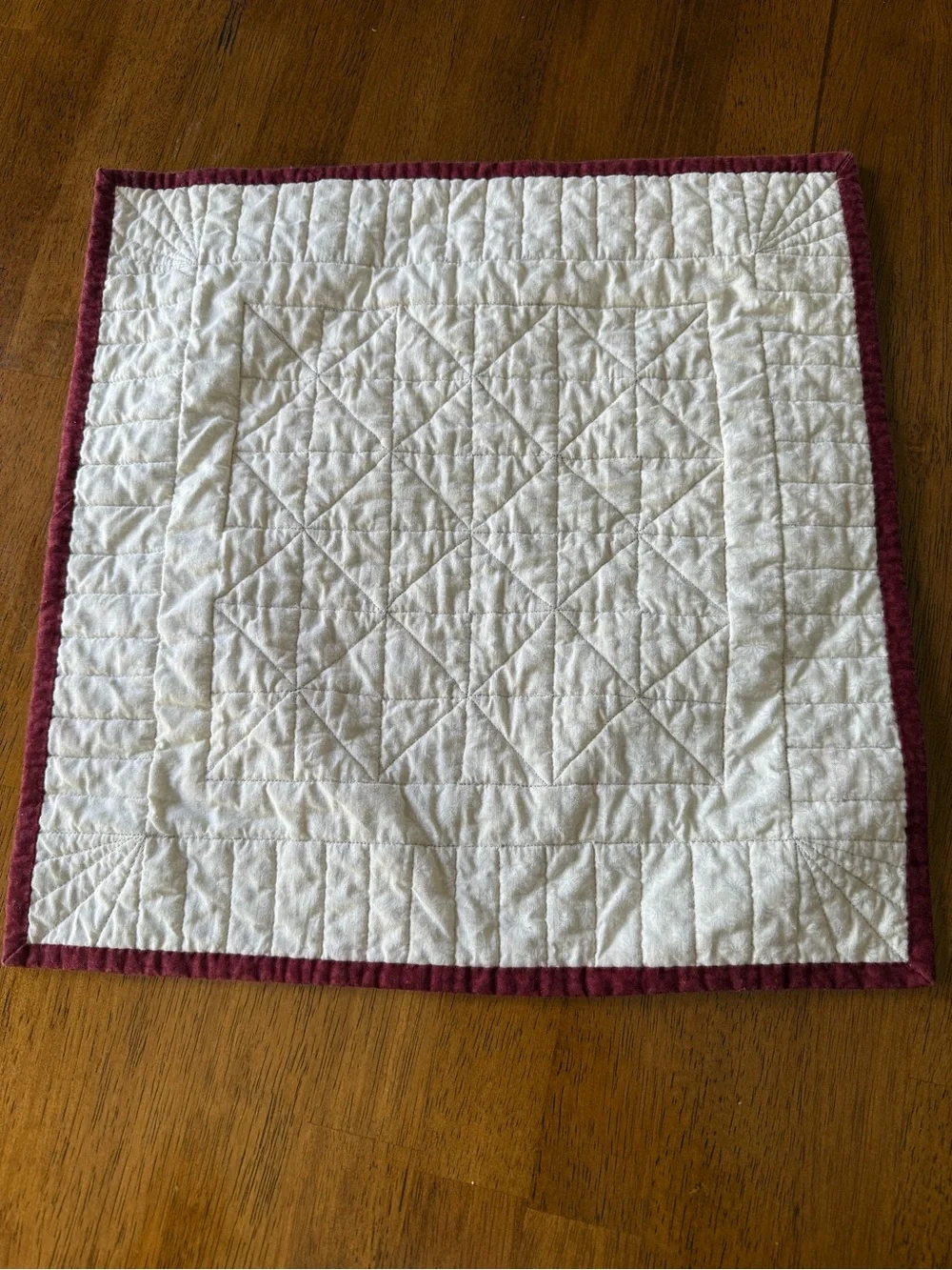 Handmade Vintage square Quilted Table Topper Runner Mat Floral fall Decor 15”